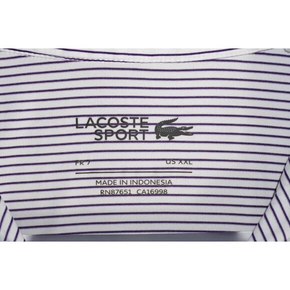 Lacoste Sport Polo Shirt - Men's XXL - Striped Purple & White 🐊 - Picture 5 of 16